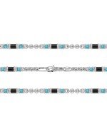 Цепь из белого золота c бирюзой и ониксом