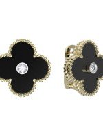 Серьги из лимонного золота c бриллиантами и ониксом