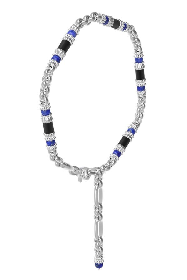 Браслет из белого золота c ониксом и лазуритом