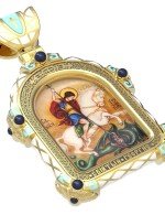 Образок из лимонного золота c эмалью и иконописью