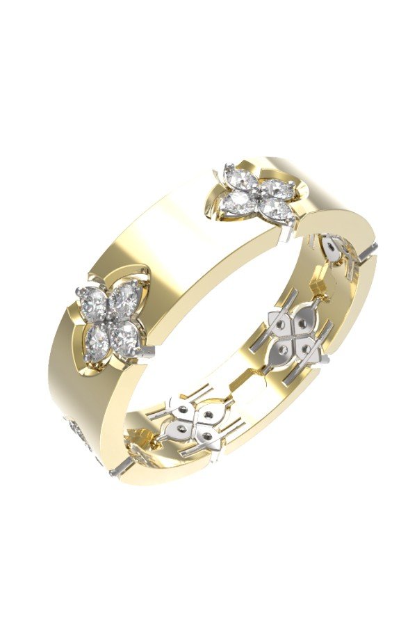 Кольцо из лимонного золота c бриллиантами