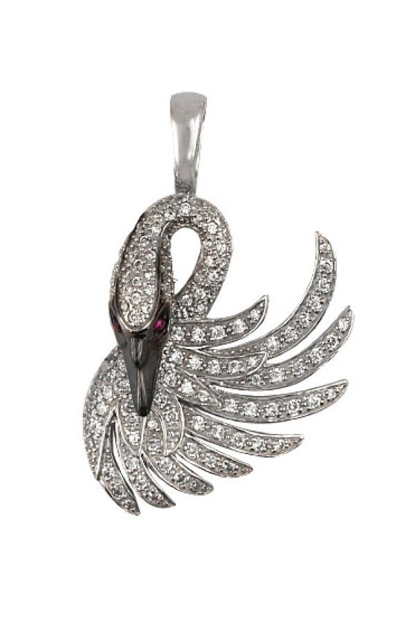 Подвеска из белого золота c фианитом