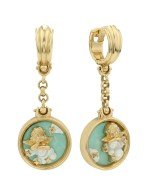 Серьги из лимонного золота c бирюзой и перламутром