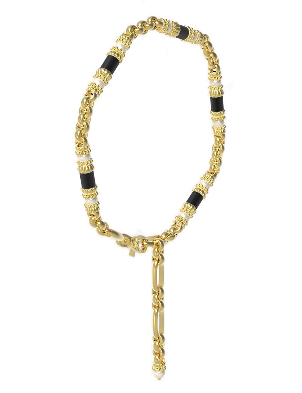 Браслет из лимонного золота c жемчугом и ониксом