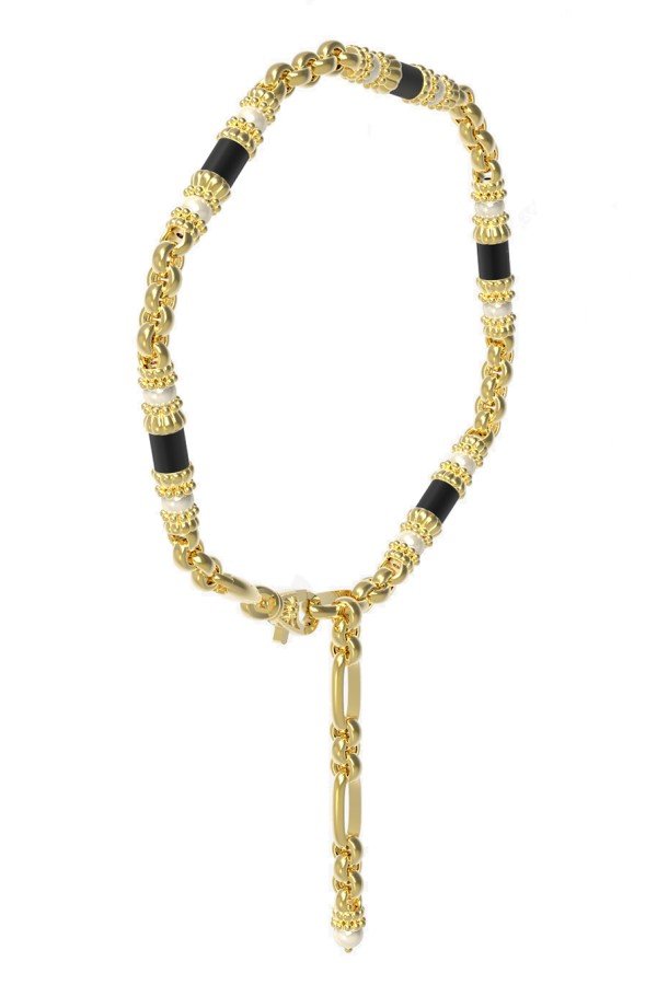 Браслет из лимонного золота c жемчугом и ониксом