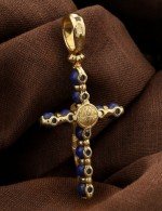 Крест из лимонного золота c лазуритом