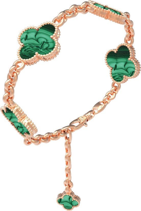 Браслет из золота c малахитом