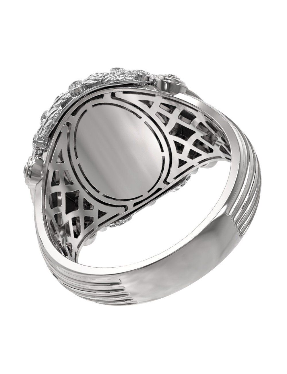 Кольцо из белого золота c бриллиантами и ониксом