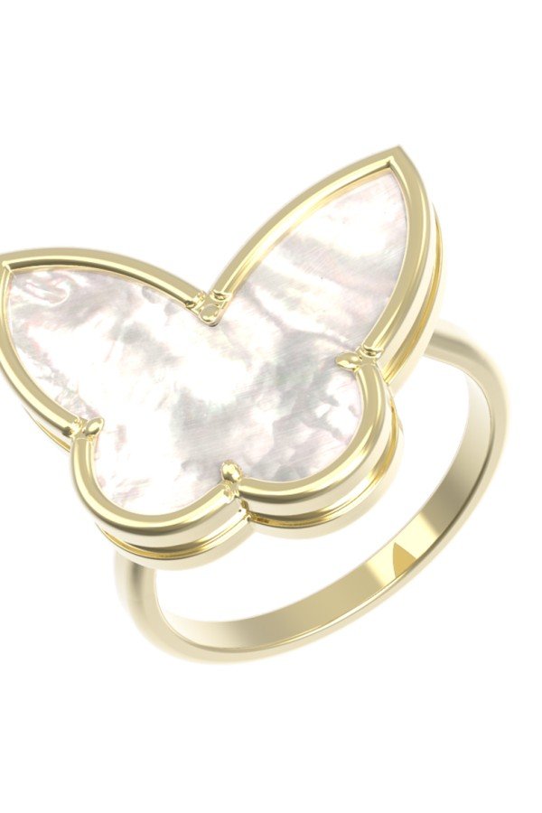 Кольцо из лимонного золота c перламутром