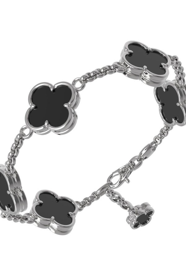 Браслет из белого золота c ониксом