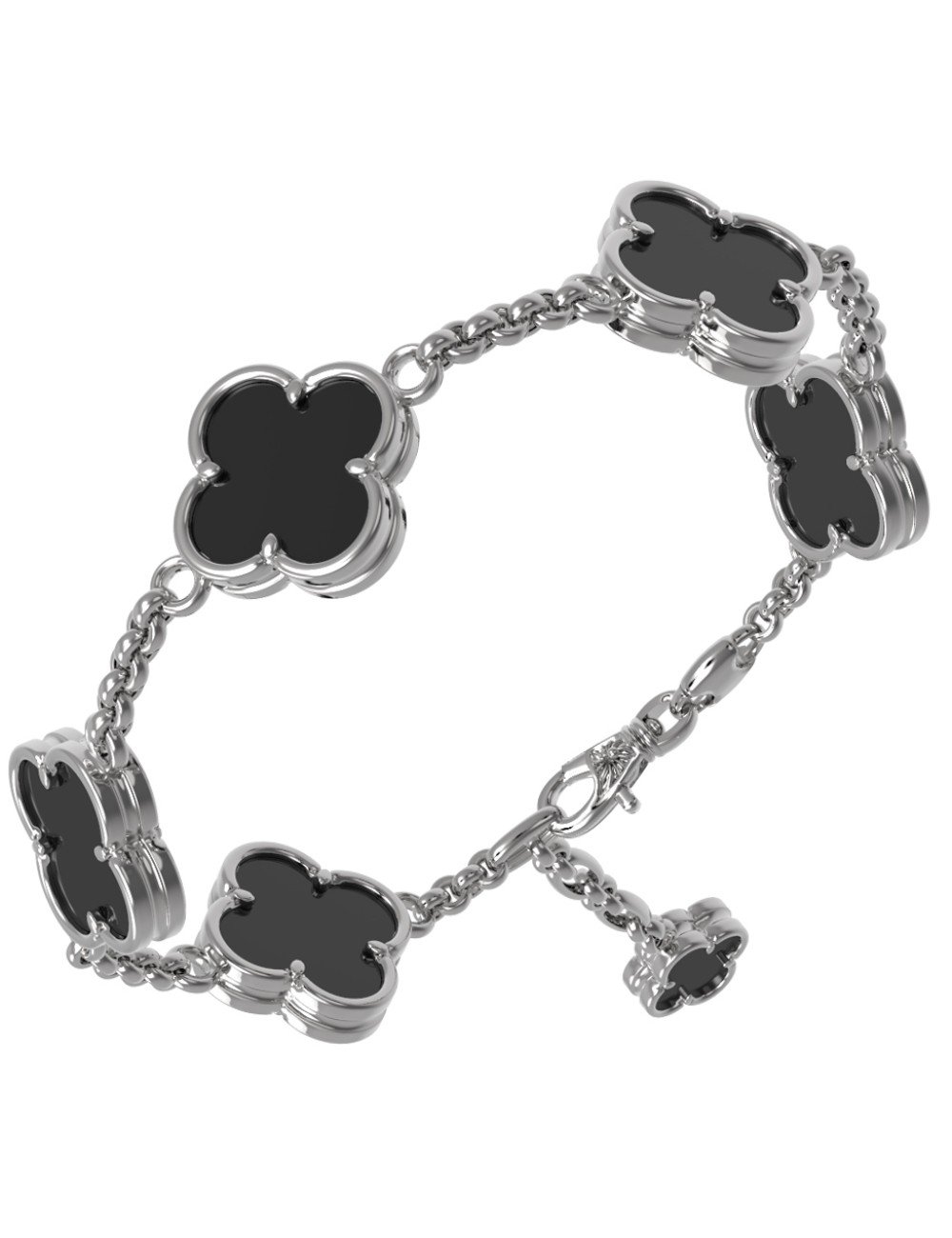 Браслет из белого золота c ониксом