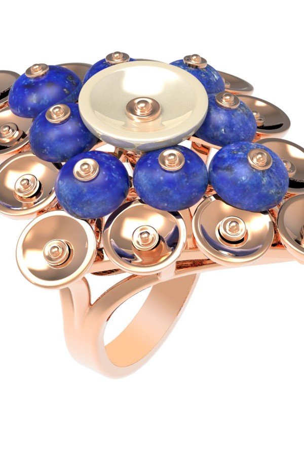 Кольцо из золота c лазуритом и перламутром