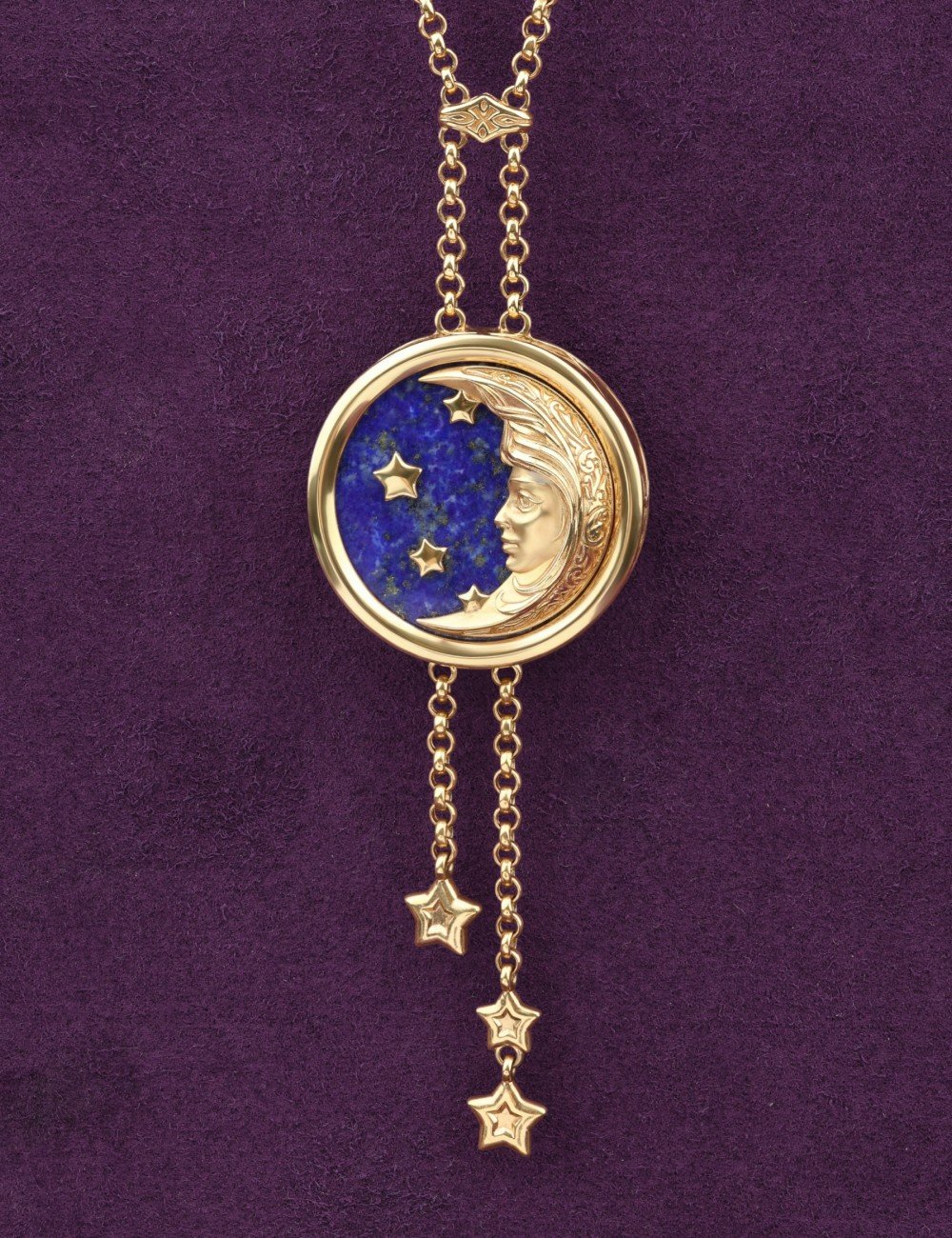 Колье из лимонного золота c бирюзой и лазуритом