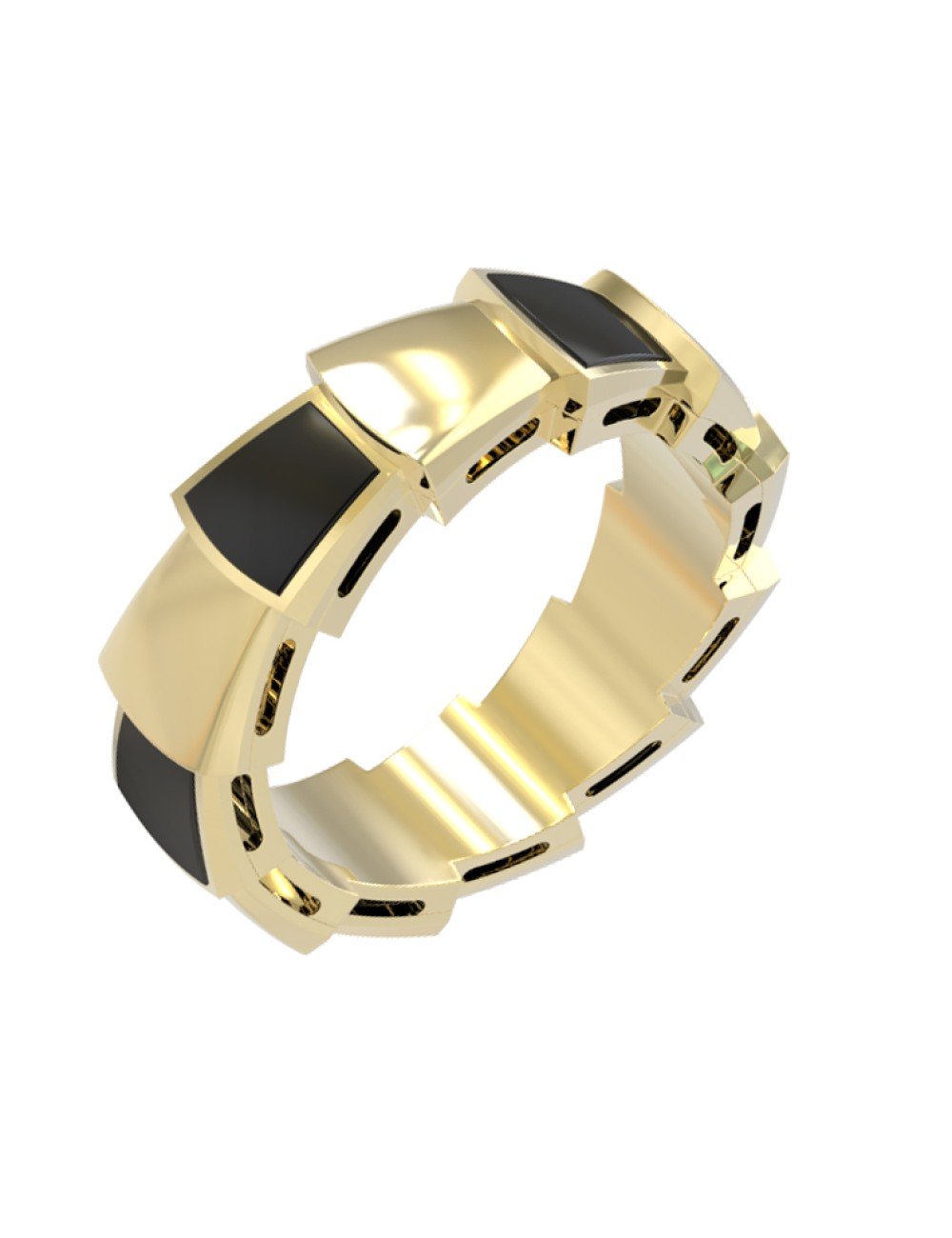 Кольцо из лимонного золота c ониксом