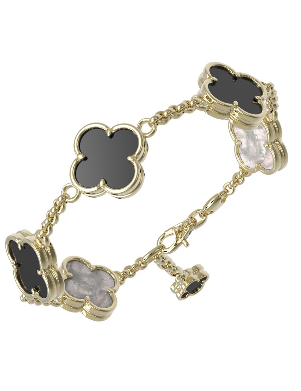 Браслет из лимонного золота c ониксом и перламутром