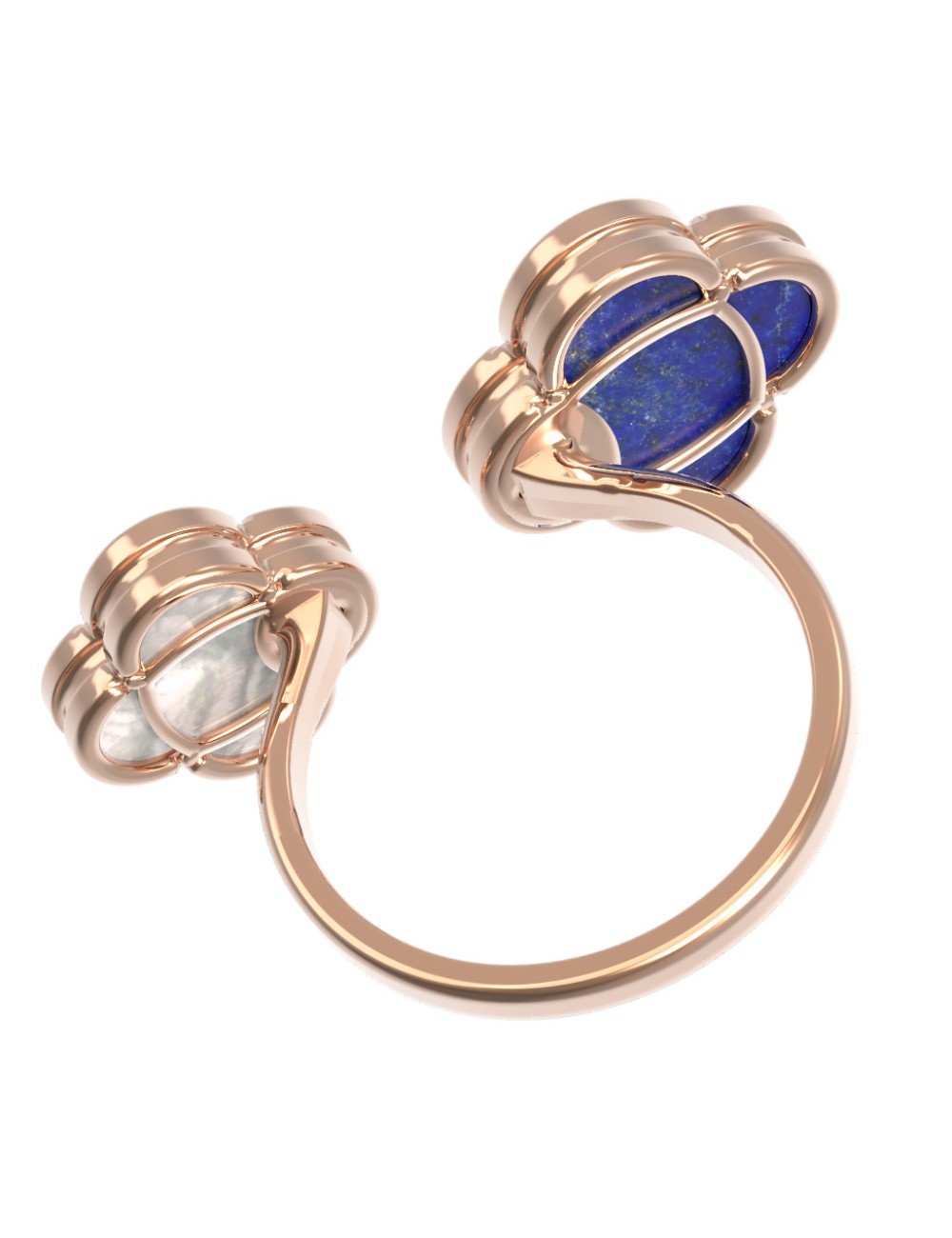 Кольцо из золота c лазуритом и перламутром