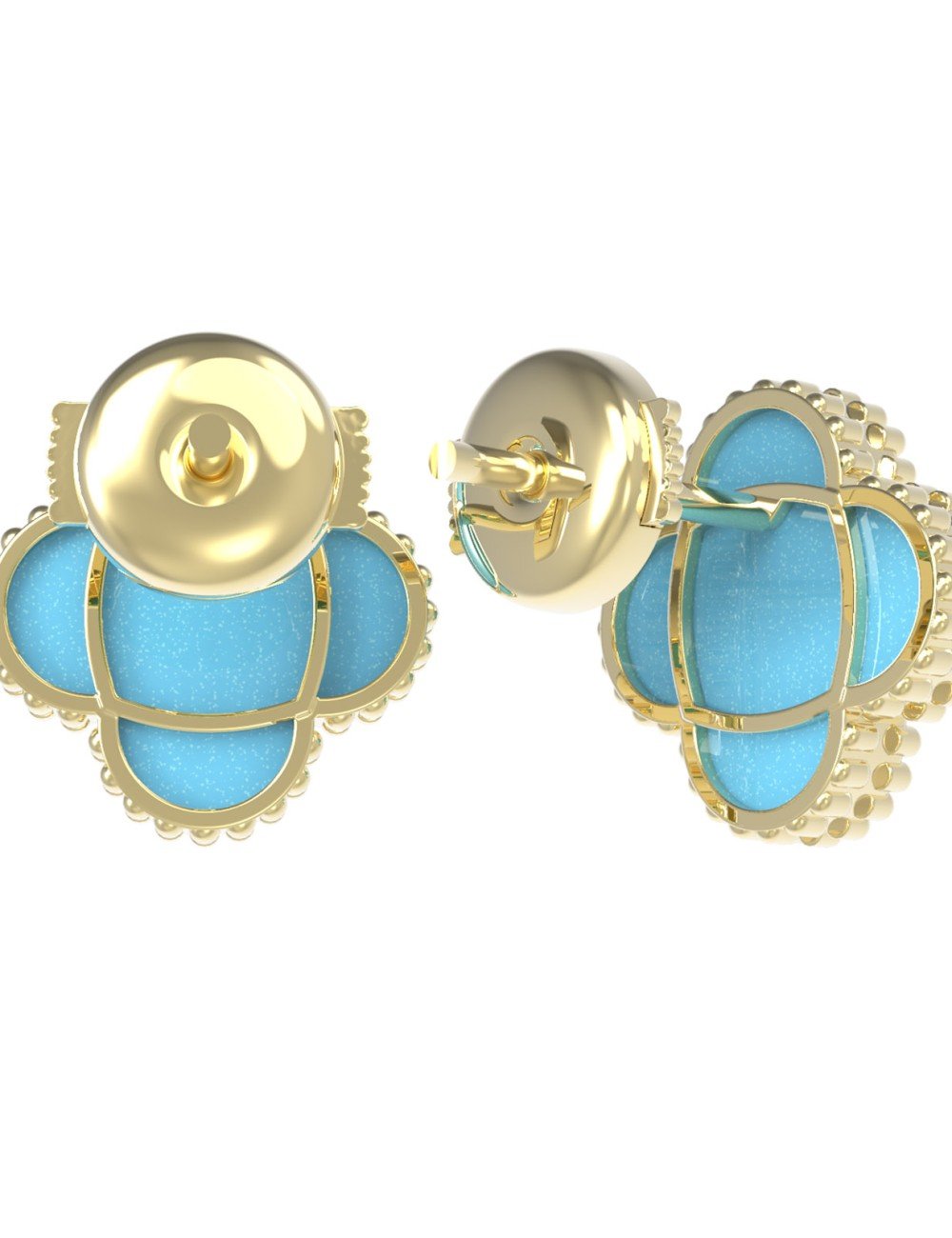 Серьги из лимонного золота c бирюзой
