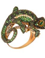 Кольцо из золота c эмалью и фианитом