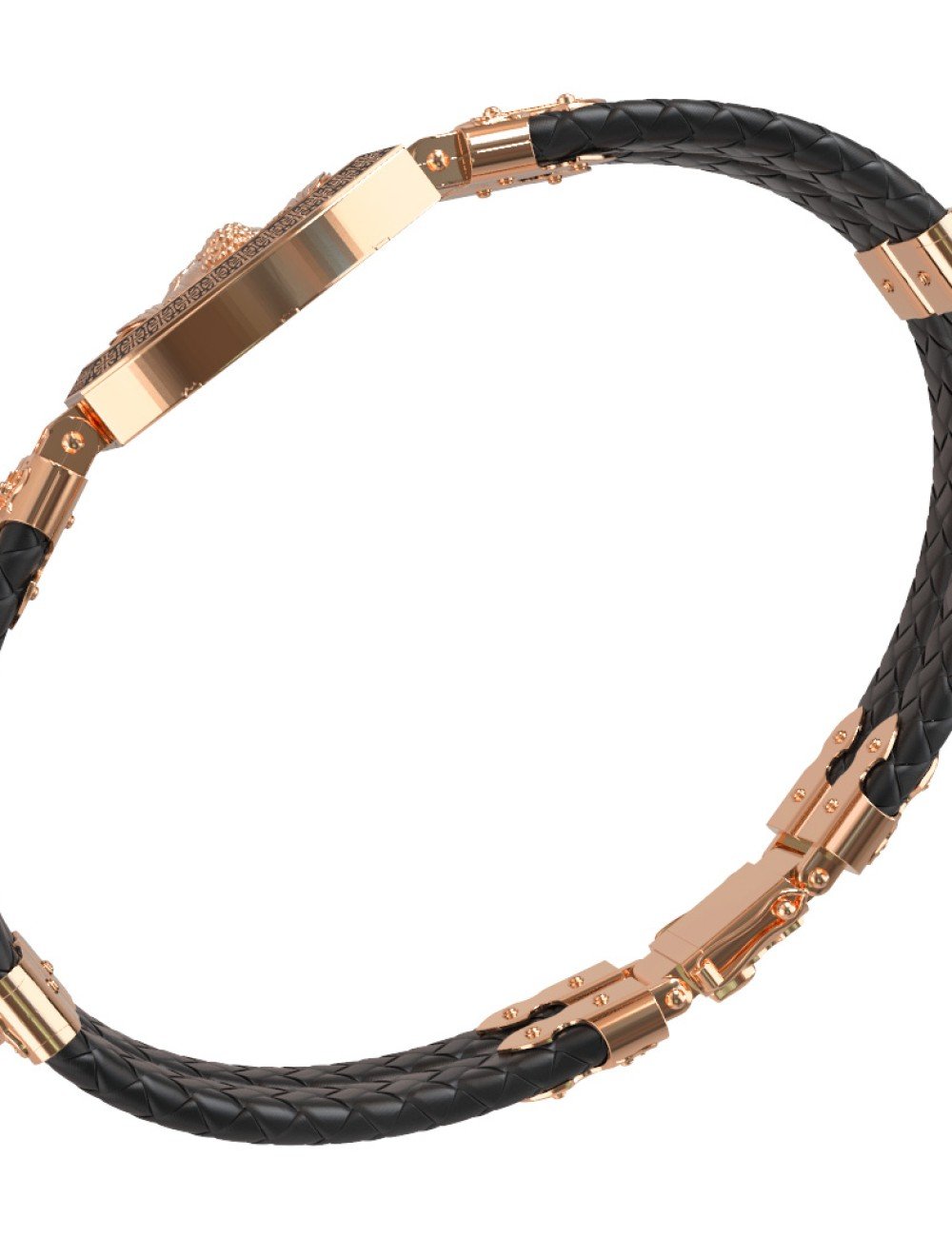 Браслет из золота c эмалью, шнурком и ониксом