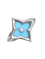 Кольцо из белого золота c бриллиантами и бирюзой