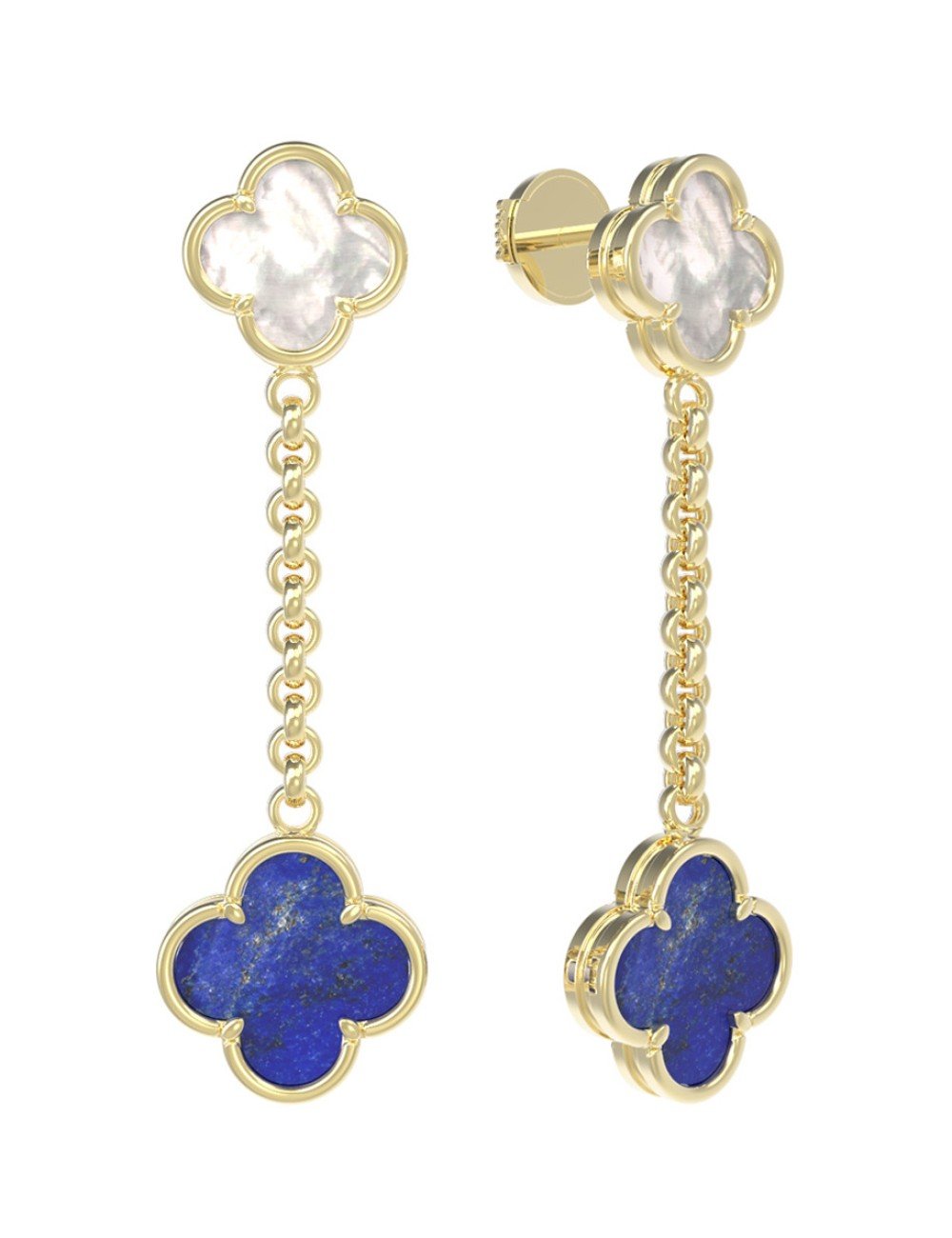 Серьги из лимонного золота c лазуритом и перламутром