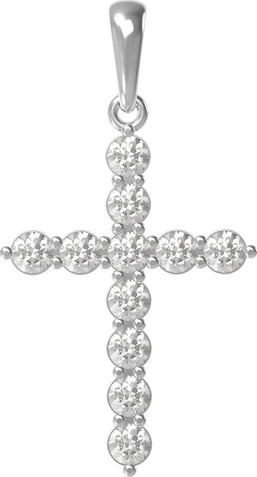 Крест из белого золота c бриллиантами