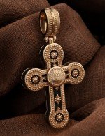 Крест из золота c эбеновым деревом