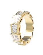 Кольцо из лимонного золота c бриллиантами и перламутром