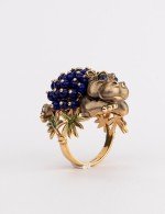 Кольцо из золота c эмалью и лазуритом