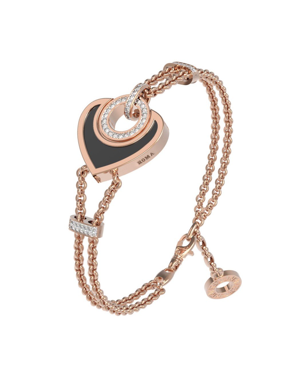 Браслет из золота c бриллиантами, ониксом и перламутром