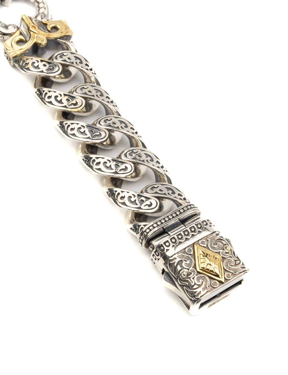 Браслет из серебра и золота c рубином