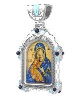 Образок из белого золота c эмалью и иконописью