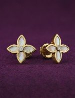 Серьги из лимонного золота c бриллиантами и перламутром