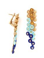 Серьги из золота c бирюзой и лазуритом