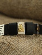 Браслет из серебра и золота c кожаным шнурком