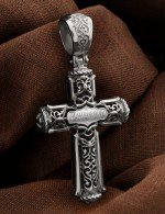 Крест из белого золота c эбеновым деревом