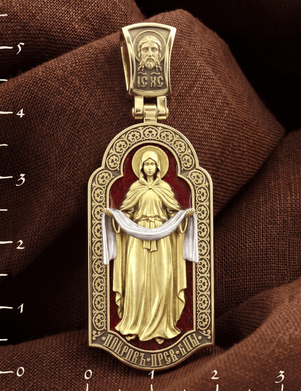 Образок из лимонного золота c эмалью