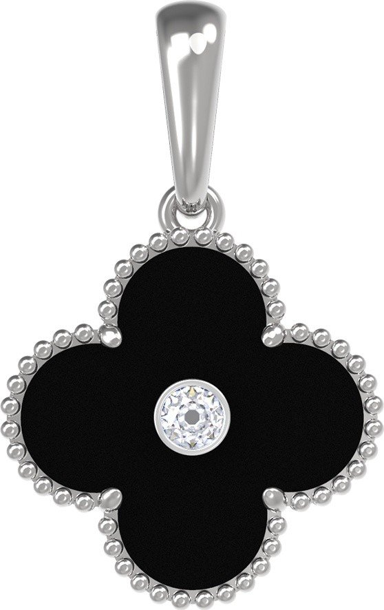 Подвеска из белого золота c бриллиантами и ониксом