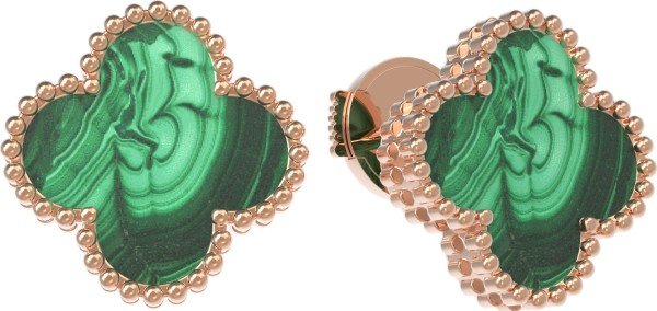 Серьги из золота c малахитом