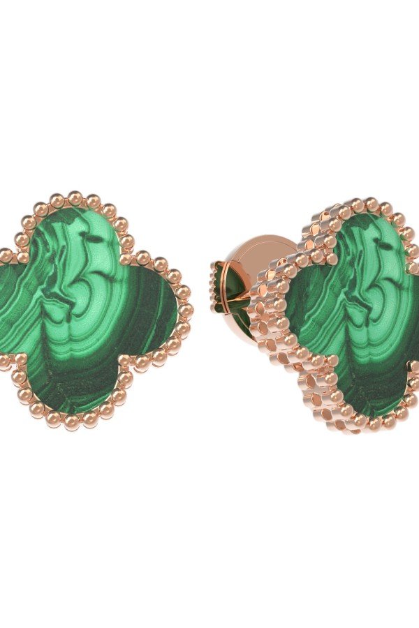 Серьги из золота c малахитом