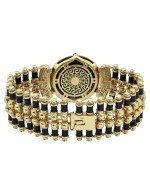 Браслет из лимонного золота c эмалью, ониксом и рубином