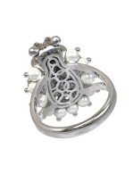 Кольцо из белого золота c эмалью и жемчугом