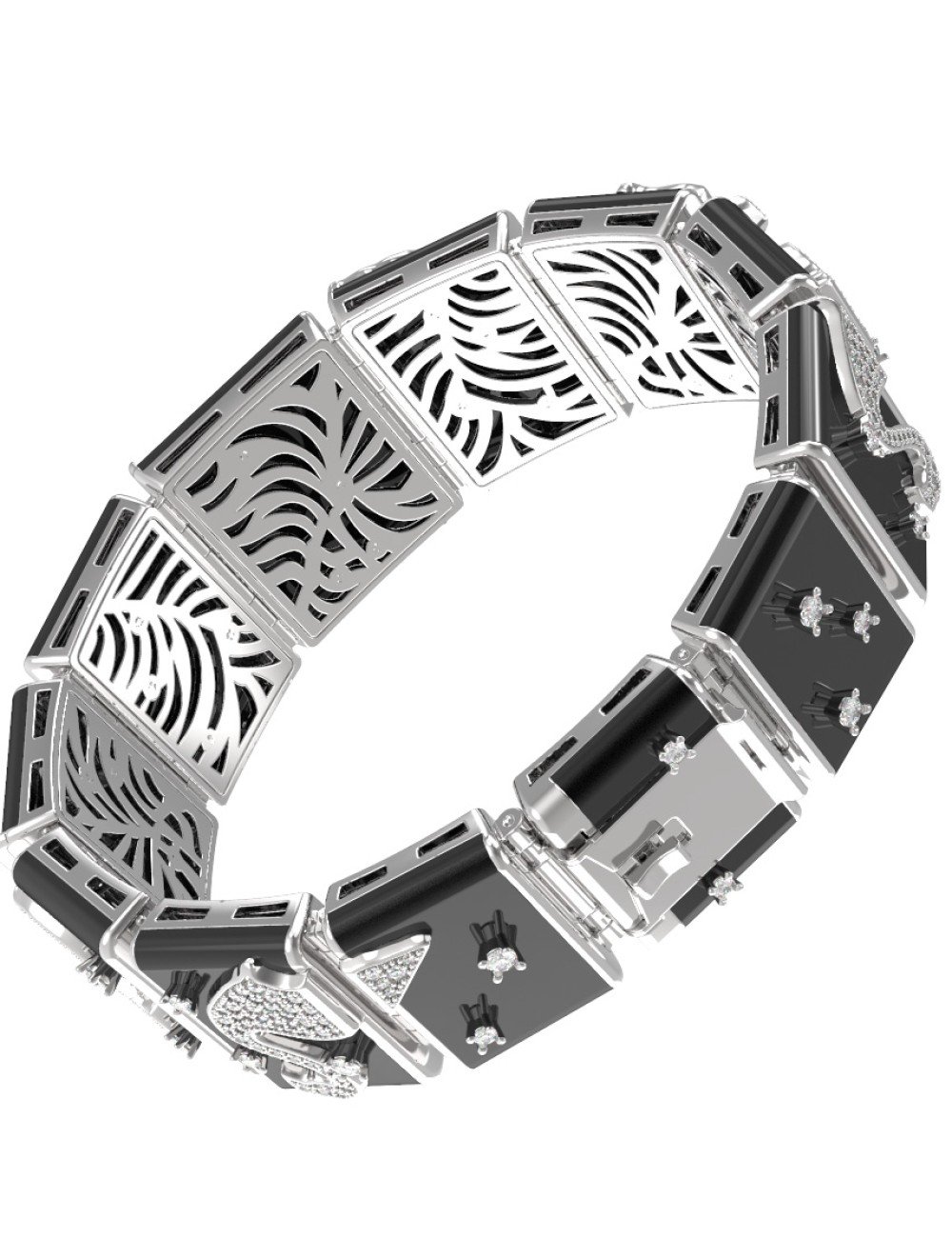 Браслет из белого золота c бриллиантами и ониксом