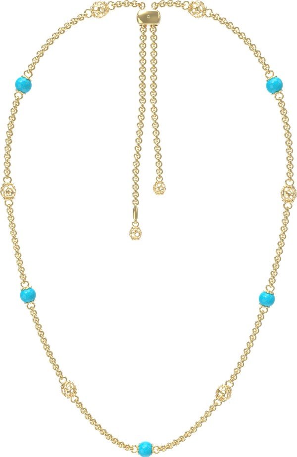 Колье из лимонного золота c бирюзой