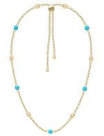 Колье из лимонного золота c бирюзой