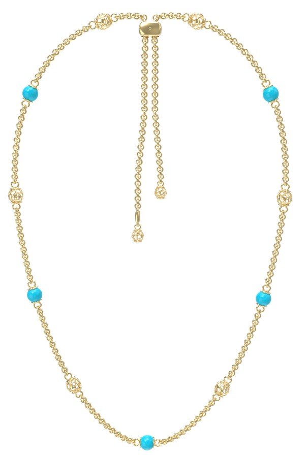 Колье из лимонного золота c бирюзой