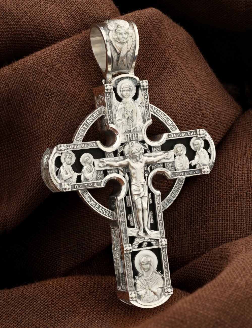 Крест из серебра 925 пробы c эбеновым деревом