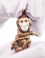 Подвеска из золота c эмалью, бриллиантами, рубином и бивнем мамонта