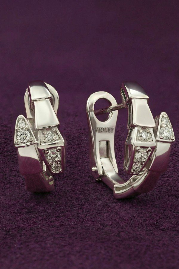 Серьги из белого золота c бриллиантами