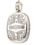 Подвеска из серебра и золота c ониксом и рубином